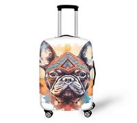 Copertura per bagagli geometrica con bulldog francese, copertura per bagagli per vacanze al mare, copertura protettiva per bagagli con pittura ad acquerello con cerniera, adatta per 45-81 cm, Bulldog