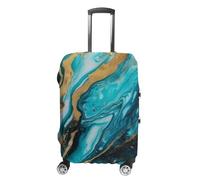 Copertura per bagagli in marmo blu turchese oro approvato TSA, copertura elastica lavabile per valigie da viaggio, antigraffio, adatta per custodie da 48-76 cm (), bianco, M