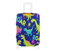 Copertura per bagagli in tessuto elastico Copertura antigraffio per valigie Protezione per bagagli Fit 18-32 Inch Luggage, Ruggente dino spot blu scuro verde, L 26-28 in