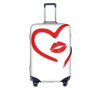 Copertura per bagagli lavabile con cuore disegnato in rossetto, alla moda, adatta per valigie da viaggio da 45,7 a 81,7 cm, bianco, L