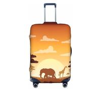 Copertura per bagagli lavabile con elefante e giraffa al tramonto, alla moda, adatta per valigie da viaggio da 45,7 a 81,7 cm, bianco, L