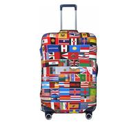 Copertura per bagagli, protezione per valigie da viaggio, varie bandiere, antigraffio, per valigie per adulti (45-81 cm), Nero , S