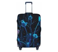 Copertura per bagagli resistente con fiori che sbocciano nell'oscurità, antigraffio, adatta per bagagli da 45,7 a 81,3 cm, Nero , S