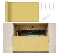 Copertura per Balcone 105 x 340 cm Protezione Uv, Antivento, Resistente Alle Intemperie, Impermeabile, Protezione Privacy Balcone con Fascette e Funi per Giardino Terrazza, Giallo sabbia