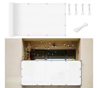 Copertura per Balcone 150 x 430 cm Protezione Uv, Antivento, Resistente Alle Intemperie, Impermeabile, Protezione Privacy Balcone con Fascette e Funi per Giardino Terrazza, Bianco