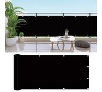 Copertura per Balcone 155 x 585 cm Protezione Solare, Anti-Uv Resistente, Frangivento, Antistrappo, Telo Frangivisto Balcone con Fascette e Funi per Giardino, Nero