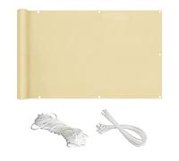 Copertura per balcone, resistente al vento e all'acqua, con corde di montaggio, per cortile, patio, portico, giardino, protezione ideale per la privacy, colore crema, 1,2 x 3 m