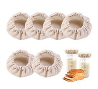 Copertura per barattolo di pasta madre 6 pezzi riutilizzabile in cotone e lino Copertura in tessuto per barattolo di pasta madre per lievito naturale 3, 74 pollici per bocca da 3-4 pollici, Decorazion