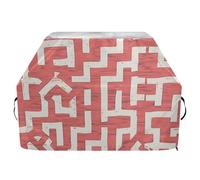 Copertura per barbecue a gas con motivo labirinto bianco e rosso, 165 cm, impermeabile, resistente, con coulisse regolabile per polvere e vento