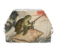 Copertura per barbecue a gas con onde dell'oceano giapponese, 165 cm, impermeabile, resistente allo sbiadimento e ai raggi UV, con coulisse regolabile per polvere e vento