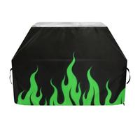 Copertura per barbecue a gas, impermeabile, resistente, antistrappo, resistente allo sbiadimento, con coulisse regolabile, per proteggere da polvere e vento, colore verde fiamma, colore nero