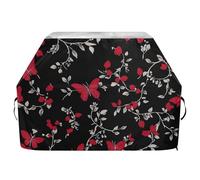 Copertura per barbecue a gas, impermeabile, resistente, piatta, con coulisse regolabile, per proteggere da polvere e vento, 165 cm, colore: rosso e nero