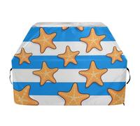 Copertura per barbecue a righe blu e bianche con stella marina da 165 cm, impermeabile, resistente, con coulisse regolabile per polvere e vento