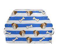 Copertura per barbecue all'aperto a righe blu e bianche a forma di osso di cane, 165 cm, impermeabile, resistente, grande copertura per griglia con coulisse regolabile per polvere e vento