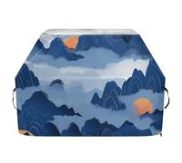 Copertura per barbecue cinese blu montagna 165 cm impermeabile resistente allo sbiadimento e ai raggi UV con coulisse regolabile per polvere e vento