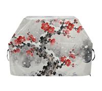 Copertura per barbecue con albero di prugna nella neve, impermeabile, resistente, antistrappo, materiale resistente allo sbiadimento, copertura per barbecue con coulisse regolabile per polvere e vento