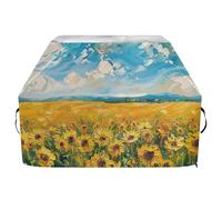 Copertura per barbecue con campo di girasoli sotto la luce del sole intenso, impermeabile, resistente, resistente allo sbiadimento e ai raggi UV, con coulisse regolabile per polvere e vento