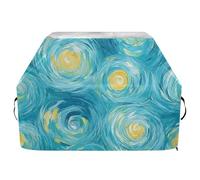 Copertura per barbecue con cielo blu e giallo, 165 cm, impermeabile, resistente, antistrappo, resistente allo sbiadimento, copertura per barbecue con coulisse regolabile per polvere e vento