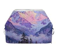 Copertura per barbecue con neve e montagna, impermeabile, resistente, resistente allo sbiadimento e ai raggi UV, con coulisse regolabile per polvere e vento