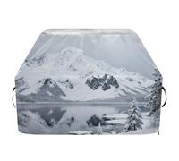 Copertura per barbecue con paesaggio bianco neve montagna 165 cm impermeabile resistente allo sbiadimento e ai raggi UV copertura fumatore con coulisse regolabile per polvere vento