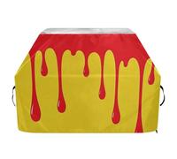 Copertura per barbecue con pigmento che scorre rosso, giallo, 165 cm, impermeabile, resistente, resistente allo sbiadimento e ai raggi UV, con coulisse regolabile per polvere e vento