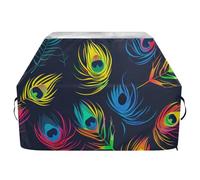 Copertura per barbecue con piume di pavone colorate, 165 cm, impermeabile, resistente, con coulisse regolabile per polvere e vento