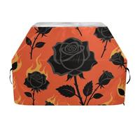 Copertura per barbecue con rosa di fuoco, 165 cm, impermeabile, resistente, antistrappo, resistente allo sbiadimento, con coulisse regolabile per polvere e vento