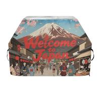 Copertura per barbecue con scritta "Welcome to Japan Scenery Culture", impermeabile, resistente, resistente allo sbiadimento e ai raggi UV, con coulisse regolabile per polvere e vento