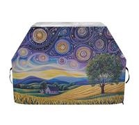 Copertura per barbecue con stelle vorticose e cielo notturno, impermeabile, resistente, resistente allo sbiadimento e ai raggi UV, con coulisse regolabile per polvere e vento