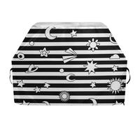 Copertura per barbecue da esterni a righe nere e bianche, con sole, luna, stella, 165 cm, impermeabile, resistente, con coulisse regolabile per polvere e vento