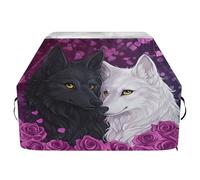 Copertura per barbecue di alta qualità, impermeabile, resistente allo sbiadimento, resistente, adatta per griglie fino a 63 cm, con due lupi, viola e rosa