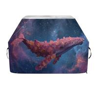 Copertura per barbecue di alta qualità, impermeabile, resistente allo sbiadimento, resistente, adatta per griglie fino a 25 cm di larghezza, con sfondo di foglie d'acero, balena, cielo stellato