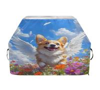Copertura per barbecue di alta qualità, impermeabile, resistente allo sbiadimento, resistente, adatta per griglie fino a 25 cm di larghezza in bianco con fiori di corgi