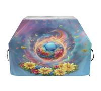 Copertura per barbecue di alta qualità, impermeabile, resistente allo sbiadimento, resistente, adatta per griglie fino a 63 cm, con fiamme blu e rosse