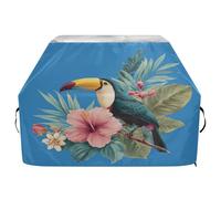 Copertura per barbecue di alta qualità, impermeabile, resistente allo sbiadimento, resistente, adatta per griglie fino a 63 cm, uccellino tucano, foglie tropicali, fiori