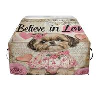 Copertura per barbecue di alta qualità, impermeabile, resistente allo sbiadimento, resistente, adatta per griglie fino a 25 cm di larghezza, con affascinante lettera Shih Tzu cucciolo