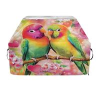 Copertura per barbecue di alta qualità, impermeabile, resistente allo sbiadimento, resistente, adatta per griglie fino a 25 cm di larghezza, con cuori rosa e due uccellini