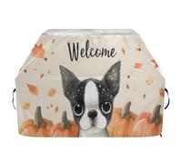 Copertura per barbecue di alta qualità, impermeabile, resistente allo sbiadimento, resistente, adatta per griglie fino a 63 cm, motivo: zucca Boston Terrier