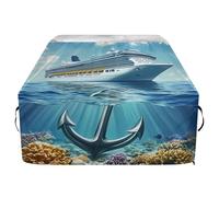 Copertura per barbecue di alta qualità, impermeabile, resistente allo sbiadimento, resistente, adatta per griglie fino a 63 cm in riva al mare, ancora, corallo, nave, cielo