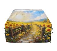 Copertura per barbecue impermeabile di alta qualità, resistente allo sbiadimento, copertura per barbecue, resistente, adatta per griglie fino a 63 cm in campo di girasoli e recinzione in legno