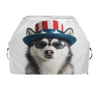 Copertura per barbecue impermeabile di alta qualità, resistente allo sbiadimento, copertura per barbecue resistente, adatta per griglie fino a 63 cm, Husky con occhiali da sole e cappello americano