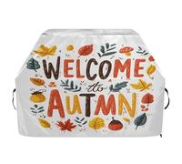 Copertura per barbecue impermeabile di alta qualità, resistente allo sbiadimento, resistente, adatta per griglie fino a 63 cm, isolata su sfondo bianco, grande benvenuto autunno in graziosa calligra