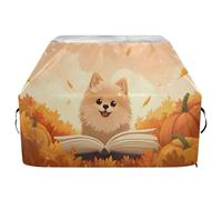 Copertura per barbecue impermeabile di alta qualità, resistente allo sbiadimento, resistente, adatta per griglie fino a 25 in una felice Pomerania ha tirato fuori la testa da un libro aperto