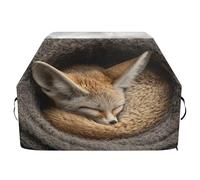 Copertura per barbecue impermeabile di alta qualità, resistente allo sbiadimento, resistente, adatta per griglie fino a 63 cm, Fennec Fox arricciata in un nido di lana con texture in pelliccia