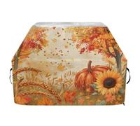 Copertura per barbecue impermeabile di alta qualità, resistente allo sbiadimento, resistente allo sbiadimento, adatta per griglie fino a 63 cm, girasoli con petali dorati, zucche, spighe di grano e