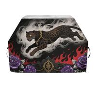 Copertura per barbecue in stile gotico con leopardo, marrone, viola, rosa, 165 cm, impermeabile, resistente, resistente allo sbiadimento e ai raggi UV, con coulisse regolabile per polvere e vento