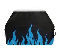 Copertura per barbecue nera fluorescente blu fiamma fredda 165 cm impermeabile resistente agli strappi materiale resistente allo sbiadimento copertura per barbecue con coulisse regolabile per polvere