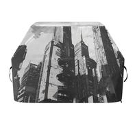 Copertura per barbecue punk Tall Buildings, 165 cm, impermeabile, resistente, antistrappo, resistente allo sbiadimento, materiale con coulisse regolabile per polvere e vento