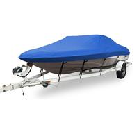 Copertura per Barca Impermeabile, Telo Copri Barche 600D Antipolvere Resistente ai Raggi UV Copribarca Adatto A Scafo A V, Tri-Scafo, Barca da Sci da Pesca,Blu,6~6.7m(L) x2.54m(W)
