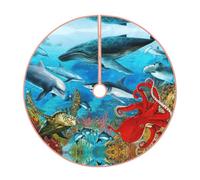 Copertura per base dell'albero di Natale con delfini, tartaruga marina, squalo, polipo, barriera corallina, copertura per albero di Natale, Capodanno, decorazione per la casa